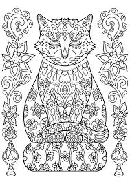 Cat next to flowers and a watering device. Cute Cat On Pillow With Flowers Cats Adult Coloring Pages