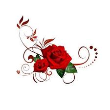 Waterslide Flowers Nail Decals Set Of 20 Red Roses Corner With Swirls Scrolls Red Rose Png Flower Art Red Roses