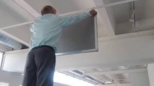 Foam based acoustic ceiling baffles are an efficient way of soundproofing. Sound Stones Ceiling Acoustic Panels Floating Sound Baffles Youtube