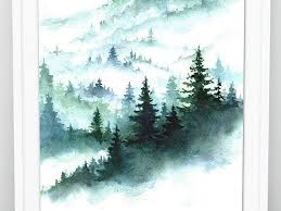 This lesson shows the easy way to paint them with easy, basic techniques, two different color mixtures and using two different brushes. Greenery Home Decor Forest Woods Watercolor Painting Pine Trees Wall Art Print Art Collectibles Painting Lifepharmafze Com