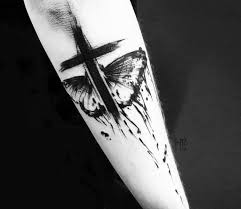 Red cross and black tribal tattoo design. Butterfly With Cross Tattoo By Inne Tattoo Post 16831