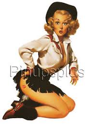 Pin Up Girl Sticker Waterslide Decal Blond Kiss On Butt Vintage Cowgirl Boots Ebay
