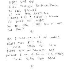 See The Handwritten Lyrics To Jimmy Eat World S Damage Exclusive Quotes Lyrics Jimmy Eat World