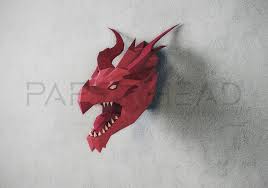 Diy Polygonal Dragon Head Pdf Template Sardboard Animal Trophy Heads Paper Animal Paper Animals Dragon Head Dragon Sculpture