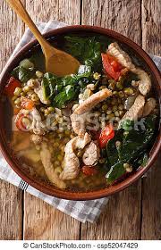 The meat is then added, followed by the vegetables. Filipino Mungo Guisado Mung Bean Soup Close Up In A Bowl Vertical Top View Filipino Mungo Guisado Mung Bean Soup Close Canstock