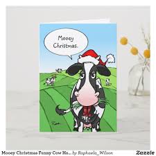 Mooey Christmas Funny Cow Holiday Cards Zazzle Com Cow Christmas Cards Christmas Humor Cows Funny