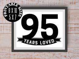 Digital Prints 95th Birthday Birthday Party Decorations Etsy Printable Party Decorations Birthday Party Decorations 95 Birthday Decorations