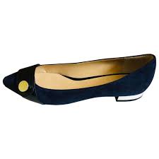 Ballet Flats Emporio Armani Navy Size 38 5 Eu In Suede 10966708