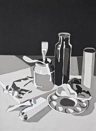 Flat Tone Uses Solid Blocks Of Value Or Color No Outlines Values Next To Each Other Define Shapes High School Art Projects School Art Projects Art Classroom