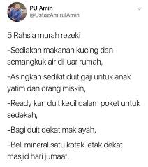 Doa murah rezeki yang dibacakan oleh nabi saw kepada anas bin malik ra. Rezeki Allah Itu Luas Ini 7 Rahsia Murah Rezeki Perkongsian Pu Amin Remaja