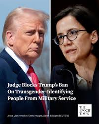 U.S. District Judge Ana Reyes granted a preliminary injunction in favor of  a group of transgender-identifying active-duty service members who  challenged Trump's order, saying that the order likely violates their  constitutional rights