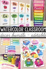 Here's where you can shop decor in all the newest styles—perfect for learning environments from preschool and kindergarten through the elementary grades! Watercolor Classroom Decor Theme Ideas Watercolor Classroom Watercolor Classroom Decor Classroom Themes