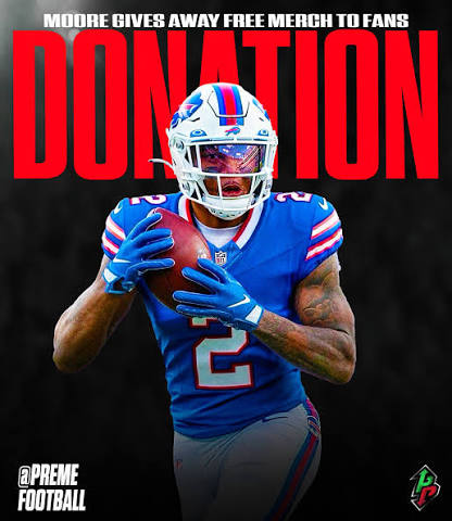 Preme Sports | Bills WR DJ Moore bought out an entire Bills team store of his own merch and told employees to give them away to fans for free. ❤️💙 Moore... | Instagram
