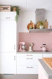 An eggshell enamel sheen has a soft, velvety appearance that resists dirt and grime, as well as mildew. 36 Pink Kitchens Ideas Pink Kitchen Kitchen Design Pink Kitchen Cabinets