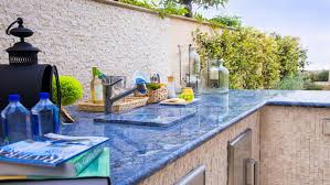 rough tile outdoor kitchen with smooth