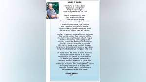 Peranan guru seperti ibu bapa dan rakan kepada para pelajar Sajak Guru Oh Guru Usman Awang Youtube