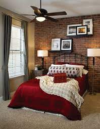 Rustic Brick And Stone Looks Great In The Bedroom Artisan Crafted Iron Furnishings And Decor Blog Brick Wall Bedroom Brick Wallpaper Bedroom Bedroom Red