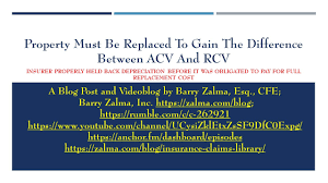 Property Must be Replaced to Gain the Difference between ACV and RCV