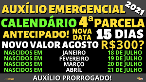 O pagamento da quinta parcela do auxílio emergencial 2021 para beneficiários do bolsa família começa dia 18 e termina em 30 de agosto. Calendario Da 4Âª Parcela Do Auxilio Emergencial 2021 Comeca Dia 19 De Julho Nova Data Comprar Barra De Ouro