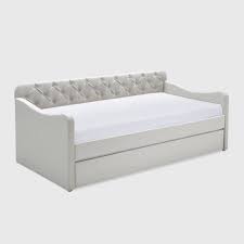 Twin size daybed with trundle upholstered in brown leatherette. Carmina Tufted Daybed And Trundle Click Decor Target