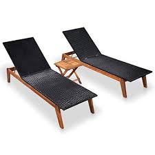 Vidaxl Chaise Longue 2 Pcs Table Resine Tressee Bois D Acacia Salon De Jardin En 2020 Balancelle Chaise Longue Jardin Bain De Soleil Transat