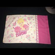 20 inches x 26 inches + 3 inches flange. Barbie Bedding Vtg 9s Barbie Pink White Pillowcase Poshmark