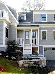 I also like that they did the porch in sw grey owl. Grey Houses With White Trim Black Windows With White Trim Interior House Trim Ideas Pictures Remodel An Gray House Exterior House Exterior House Paint Exterior