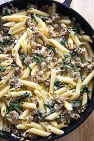 Creamy Italian Sausage Pasta The Salty Marshmallow Recipe Sausage Pasta Recipes Ground Italian Sausage Recipes Italian Sausage Pasta