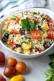 Add the couscous and toss around with a wooden spoon until golden brown. Mediterranean Couscous Salad A Mind Full Mom