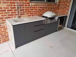 Concrete Outdoor Kitchen Counter Benchtop Off White Exposed Aggregate Handmade Real Concrete Tops Indoor Or Outdoor Integrated Sink Concrete Outdoor Kitchen Concrete Kitchen Outdoor Kitchen