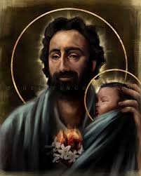 St. Joseph Most Chaste With Baby Jesus, Fine Art Reproduction, Catholic  Prints, Catholic Art, St. Joseph Print,