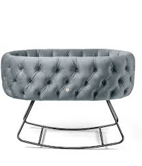 Aristot Dusty Blue Tufted Velvet Bassinet Dondolo Rocking Base Dillard S