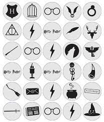 Harry potter's iconic glasses are one of the most popular harry potter symbols. Http Www Ebay Fr Itm Harry Potter Symbols Cupcake Toppers Edible Wafer Paper Buy2 Get 3r Simbolos De Harry Potter Pegatinas De Harry Potter Tatuajes De Harry