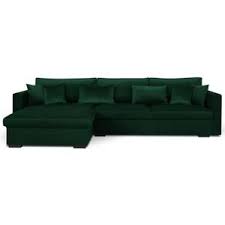 Malma Canape D Angle Reversible 5 Places Velours Vert Foret Classique L 290 X P 103 173 Cm Canape Angle Canape Velours Vert Rangement Tissu