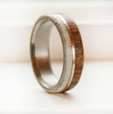 Elk Antler Ironwood Wedding Band With Gold Divider Mens Wedding Bands Antler Mens Wedding Bands Unique Mens Wood Wedding Bands