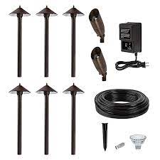 12v 24v working voltage, compatible with most low voltage landscape lighting systems.90° beam angle, beautify your garden easily,great choice for indoor outdoor landscape lighting project ,pathway, trees, flags, decks, fences, steps, walls decoration. Led Landscape Lighting Kit 6 Cone Shade Path Lights 2 Spotlights Low Voltage Transformer Super Bright Leds