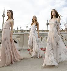 Chiffon Bridesmaid Dresses In A Mix Of Blush And Floral Print By Jenny Yoo Wedding Bridesmaid Dresses Bridesmaid Gown Floral Bridesmaid Dresses