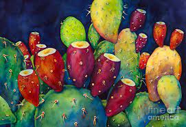 This is not your typical bouquet! Prickly Pear Painting By Hailey E Herrera