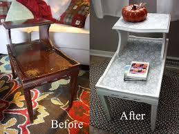 Refinished Two Tier End Table Before And After Diy Furniture Restoration Furniture Fix Redo Furniture