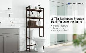 We considered tons of other shelves from retailers including amazon, pottery barn, west elm, bed bath & beyond, wayfair, cb2, and the container. Amazon Com Songmics Over The Toilet Storage 3 Tier Bamboo Bathroom Organizer With Adjustable Shelves Space Saver Toilet Rack Load Capacity 33 Lb Per Tier Easy To Assembly Brown Ubts01br Kitchen Dining