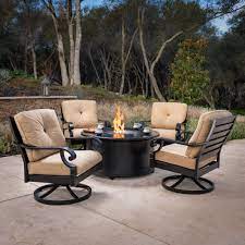 Verena 5 Piece Fire Chat Set In 2021 Sunbrella Patio Furniture Resin Patio Furniture Fire Pit Chat Set