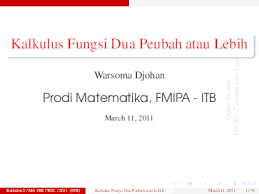 Buku ini dikembangkan berdasarkan catatan kuliah kalkulus peubah banyak yang diberikan di jurusan matematika dan jurusan lain di itb. Pdf Kalkulus Fungsi Dua Peubah Atau Lebih Tri Julia Academia Edu