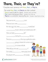 This is a worksheet to drill the differences between these three phonetically identical words. There Their Or They Re Worksheet Education Com