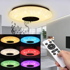 Modern 60w Rgb Led Ceiling Light Bluetooth Music Speaker Lamp Remote App Control Sale Banggood Com
