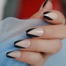 Check spelling or type a new query. Nude Color French Nail Mixed Black V Shape Fake Nails Uv Gel Polish Coffin Nails With Adhesive Tabs 24 Pcs Buy At The Price Of 1 32 In Aliexpress Com Imall Com