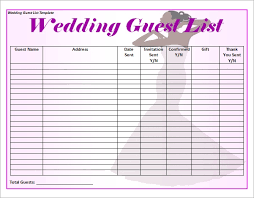 · free wedding guest list template download. Free 16 Wedding Guest List Templates In Pdf Ms Word Excel