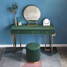 Gold Schminktisch Mit Schubladen Gruner Samt Gepolstert Schminktisch Mit Spiegel Schminktisch Mit Hocker Gross In 2021 Makeup Vanity With Drawers Makeup Table Vanity Vanity Table