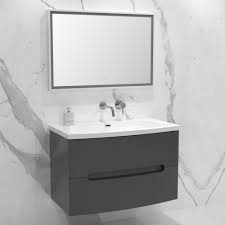In our bathroom vanity unit range, you will find: Lusso Stone Puro Bathroom Vanity Unit Gloss Anthracite 900 Vanity Units