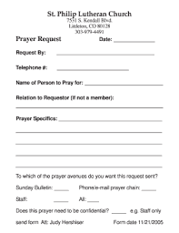 Maybe you would like to learn more about one of these? Prayer Request Form Fill Online Printable Fillable Blank Pdffiller