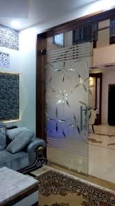 Glass Fusion Design And Etching Living Room Partition Door Glass Design Living Room Partition Design